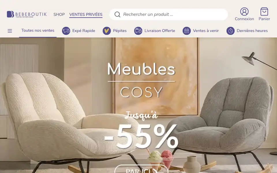 Screenshot of bebeboutik-prive.fr