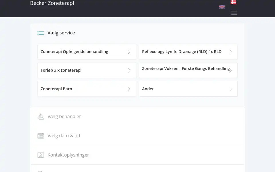 Screenshot of beckerzoneterapi.dk