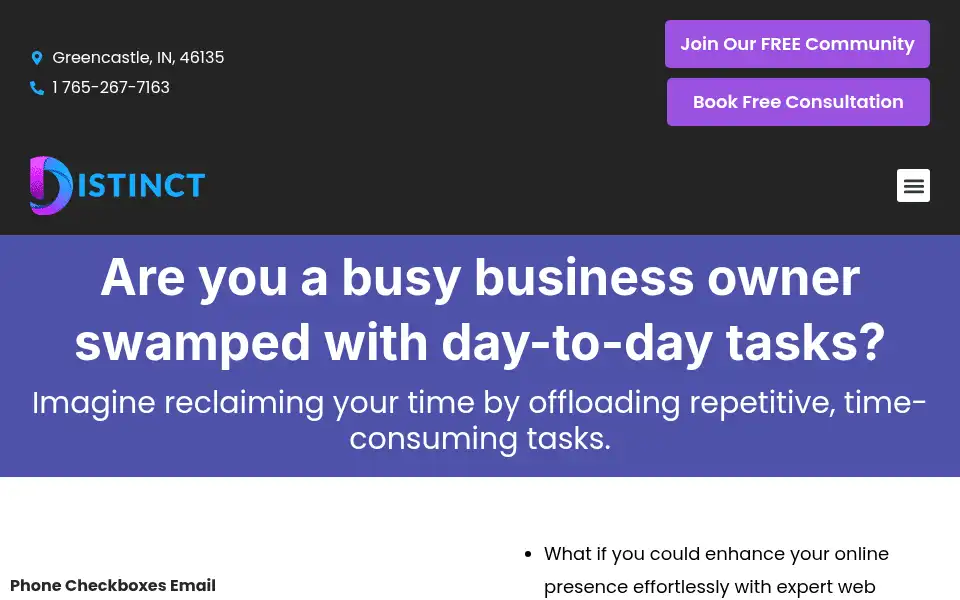 Screenshot of becomedistinct.com