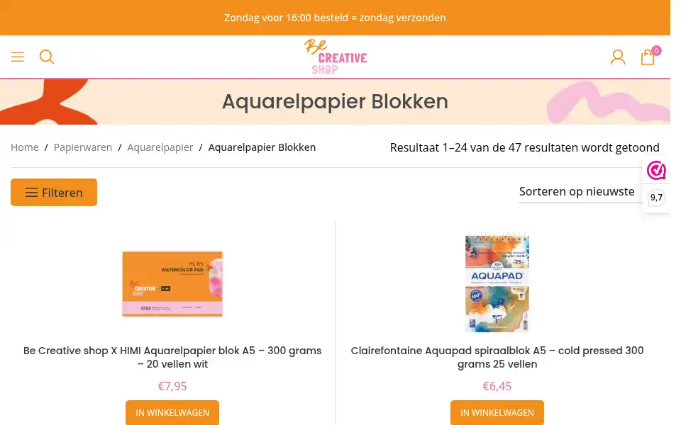 Screenshot of becreativeshop.nl