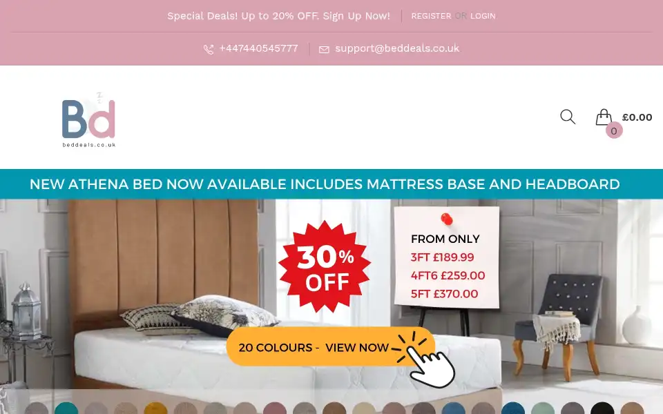 Screenshot of beddeals.co.uk