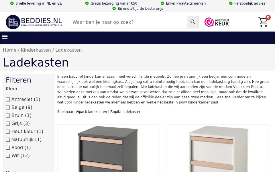 Screenshot of beddies.nl