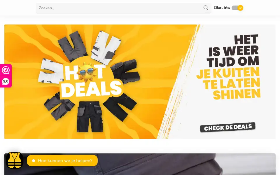 Screenshot of bedrijfskledingonline.nl