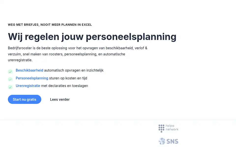 Screenshot of bedrijfsrooster.nl