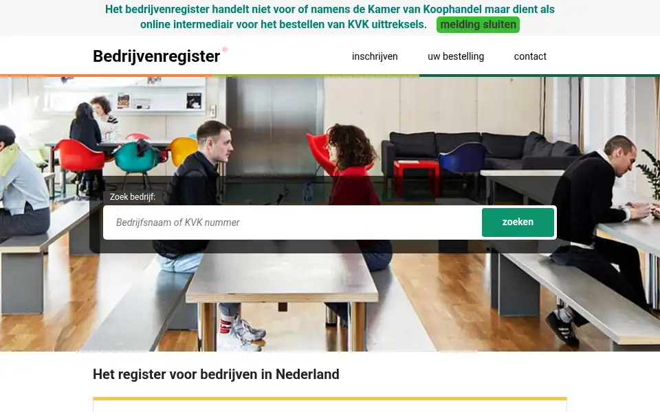 Screenshot of bedrijvenregister.nl