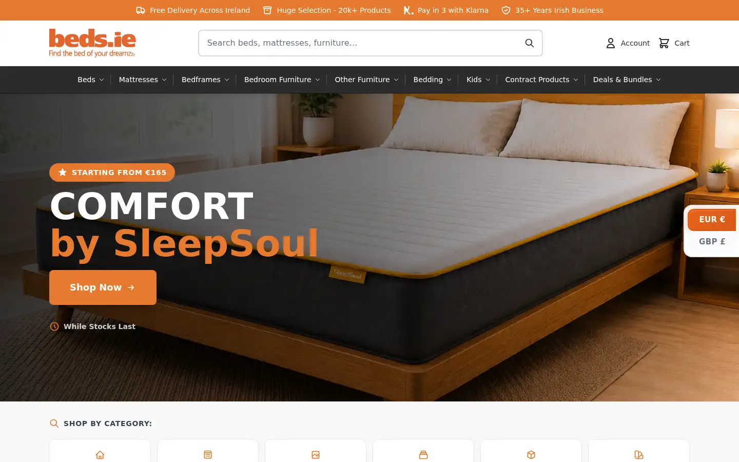 Screenshot of beds.ie