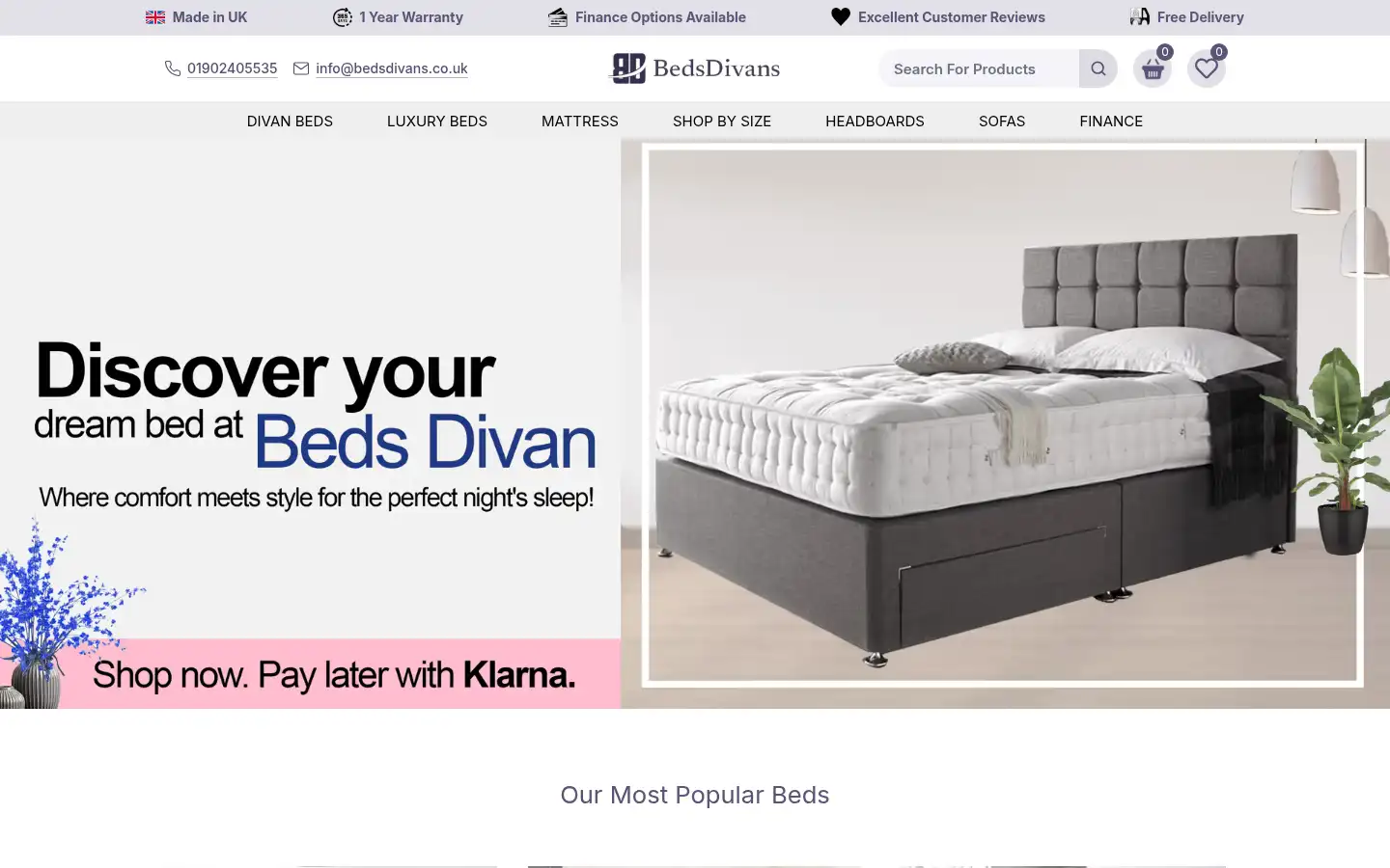 Screenshot of bedsdivans.co.uk