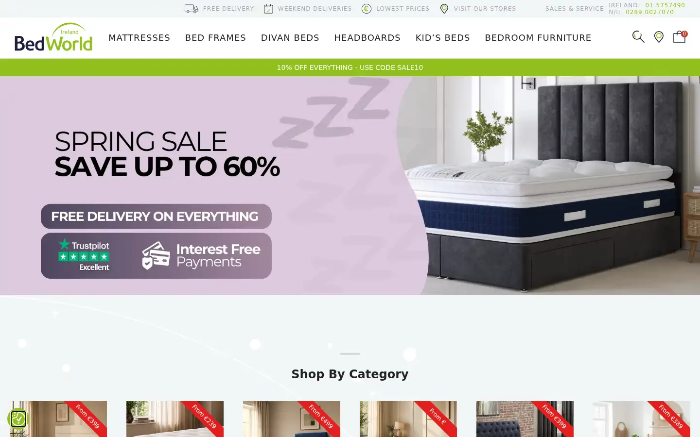 Screenshot of bedworld.ie