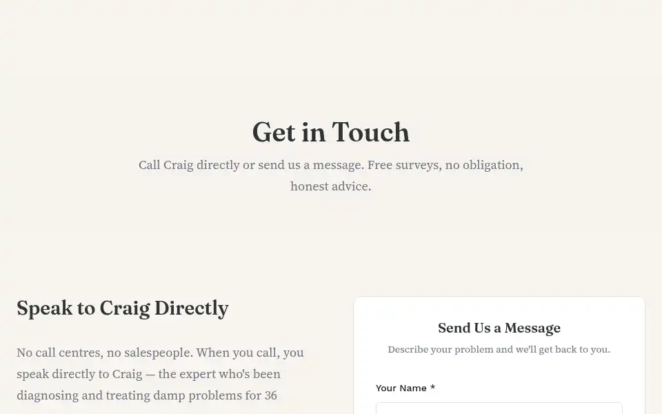 Screenshot of beech-dampproofing.co.uk