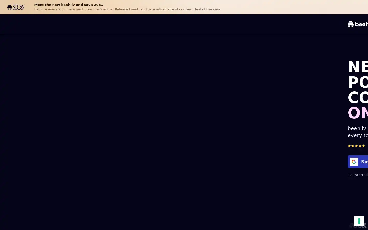 Screenshot of beehiiv.com