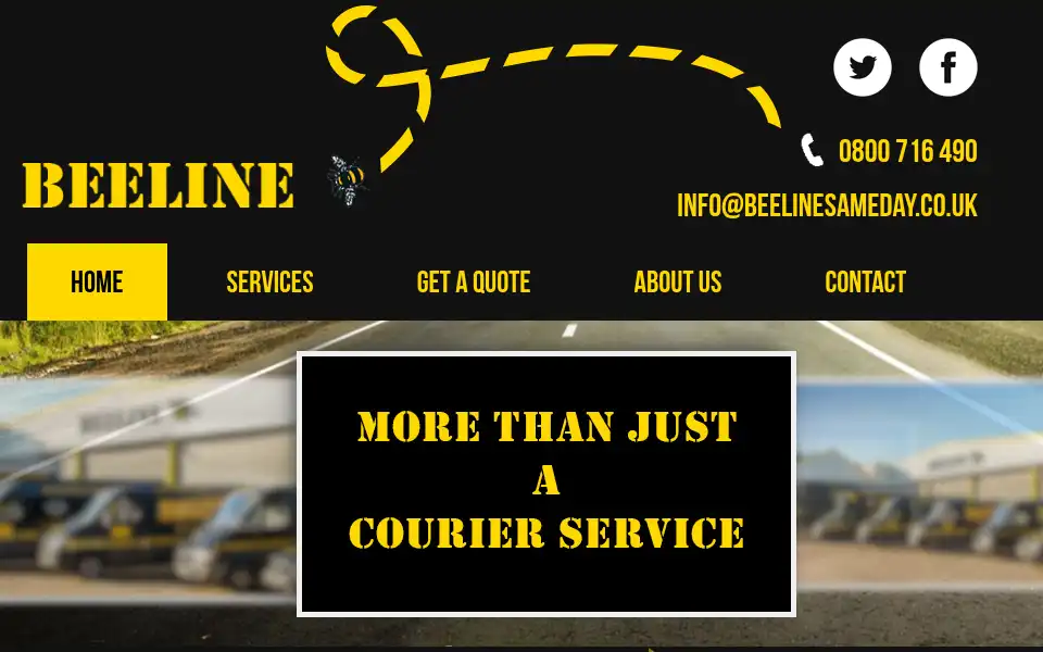 Screenshot of beelinesameday.co.uk