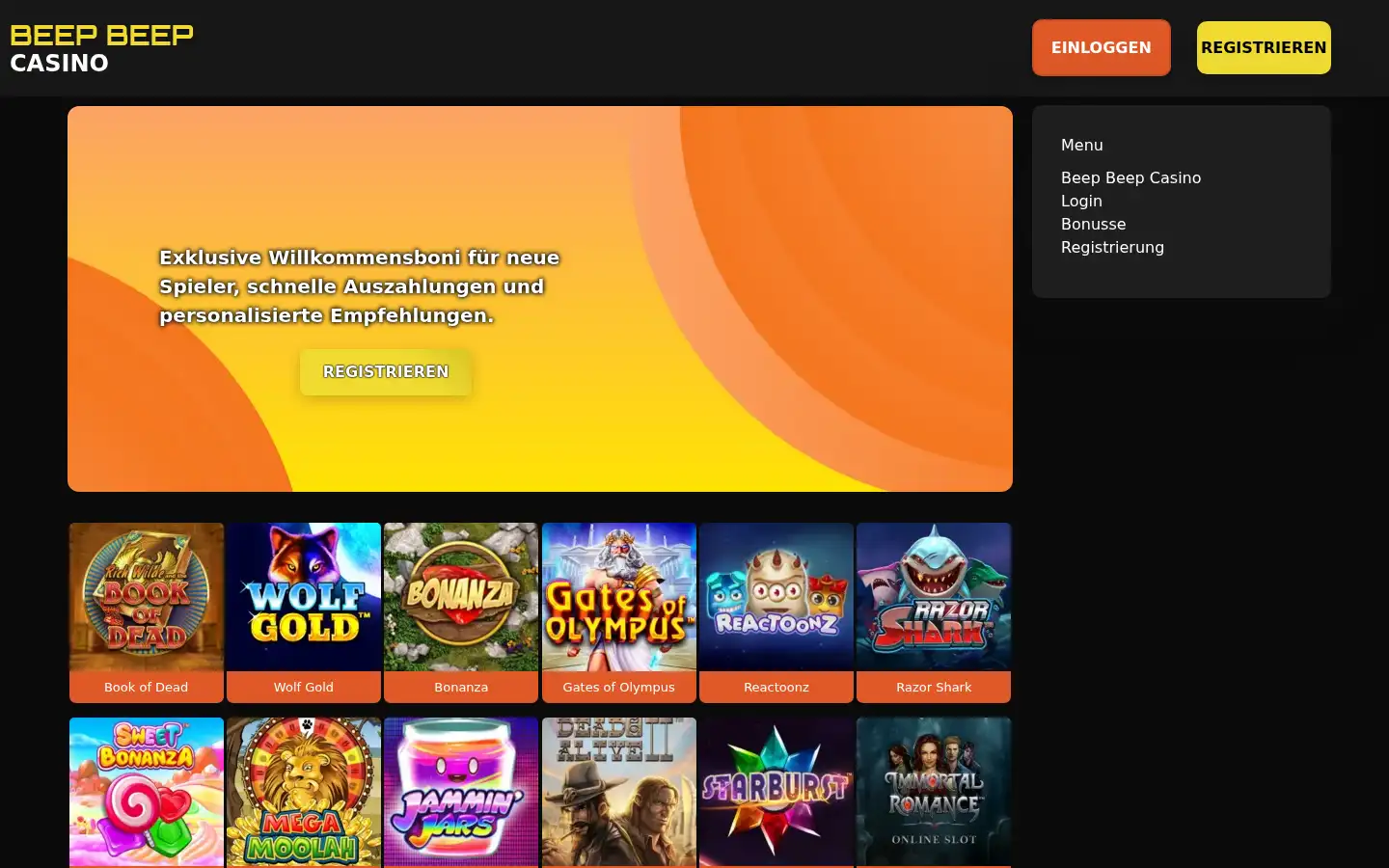 Screenshot of beepbeep-kasino.com