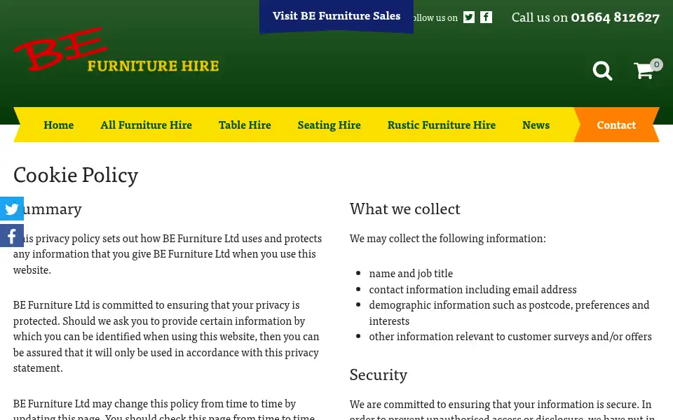Screenshot of beeventhire.co.uk