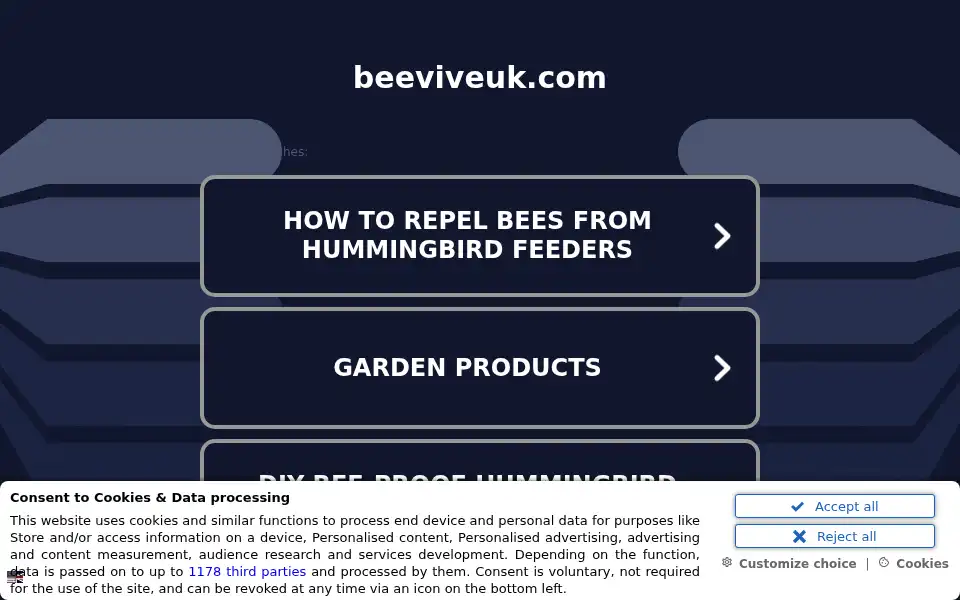 Screenshot of beeviveuk.com