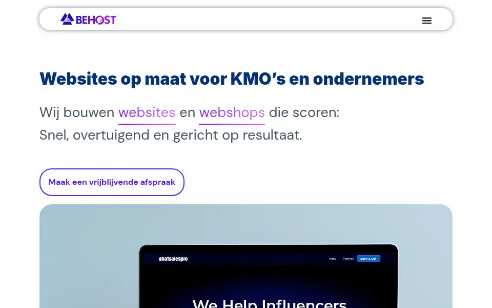 Screenshot of behost.be
