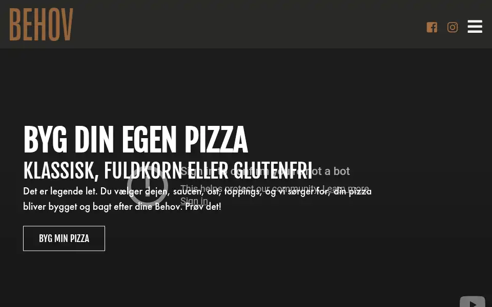Screenshot of behovpizza.dk
