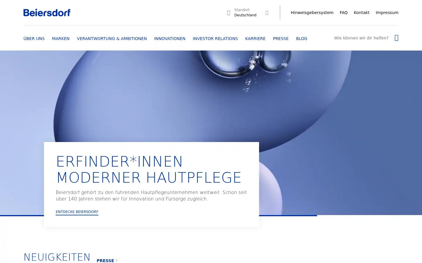 Screenshot of beiersdorf.de