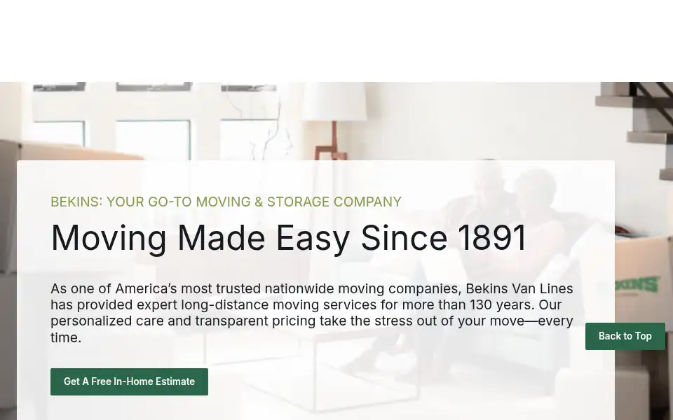 Screenshot of bekins.com