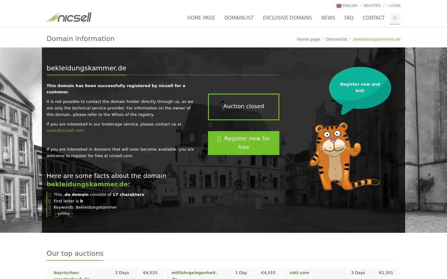 Screenshot of bekleidungskammer.de