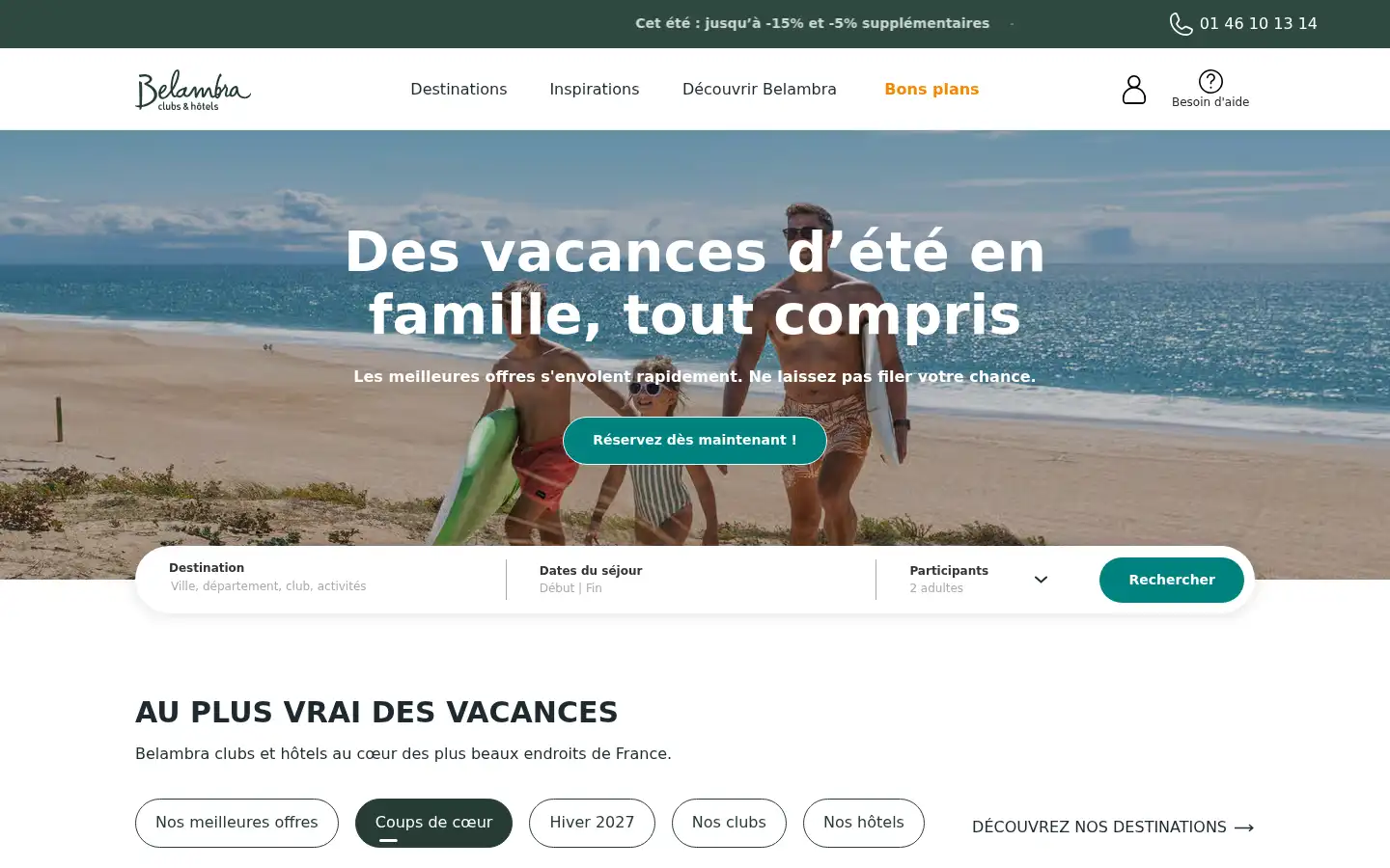 Screenshot of belambra.fr
