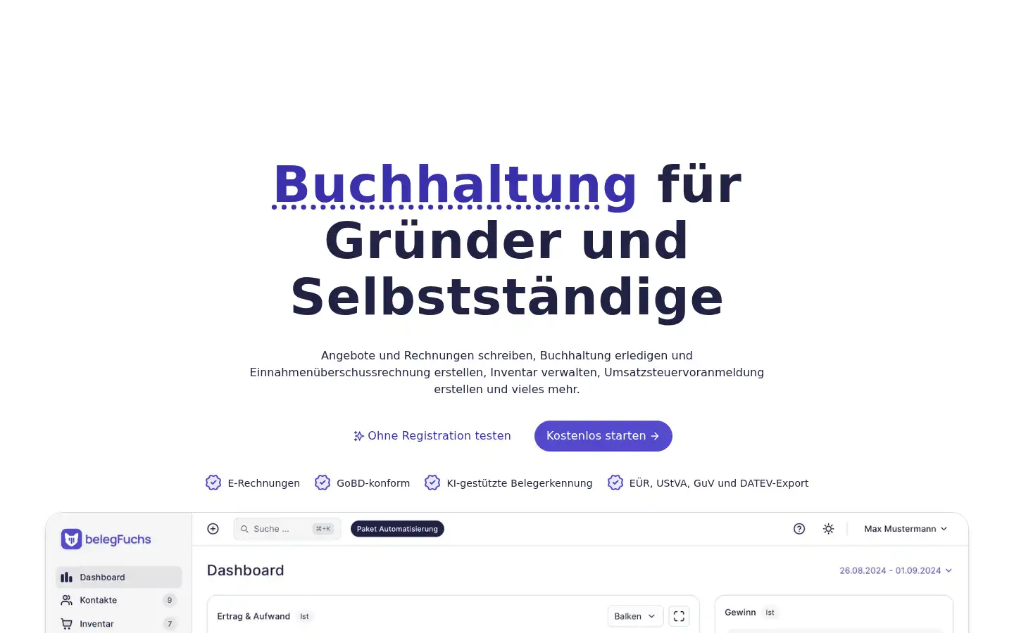 Screenshot of belegfuchs.de