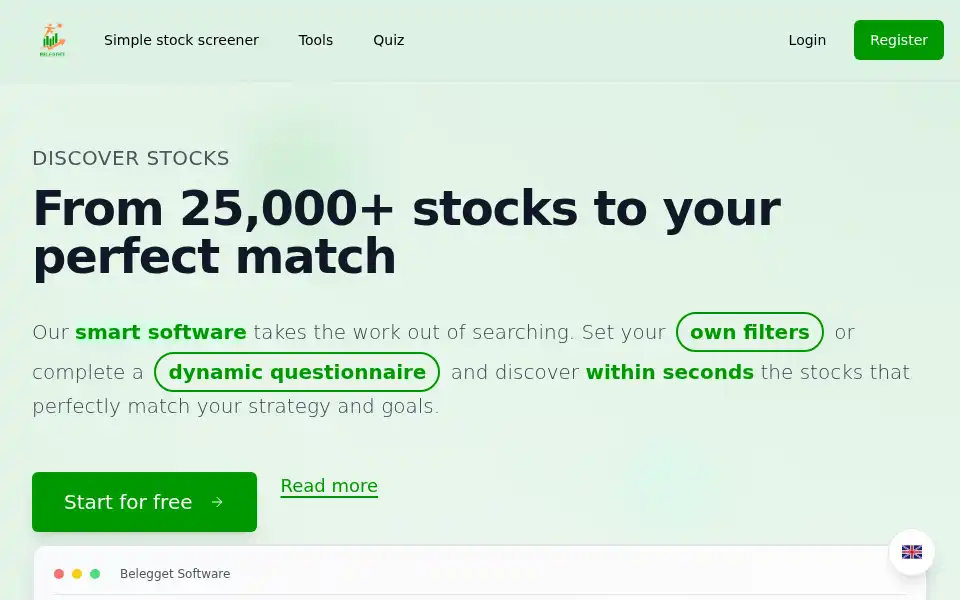 Screenshot of belegget.com