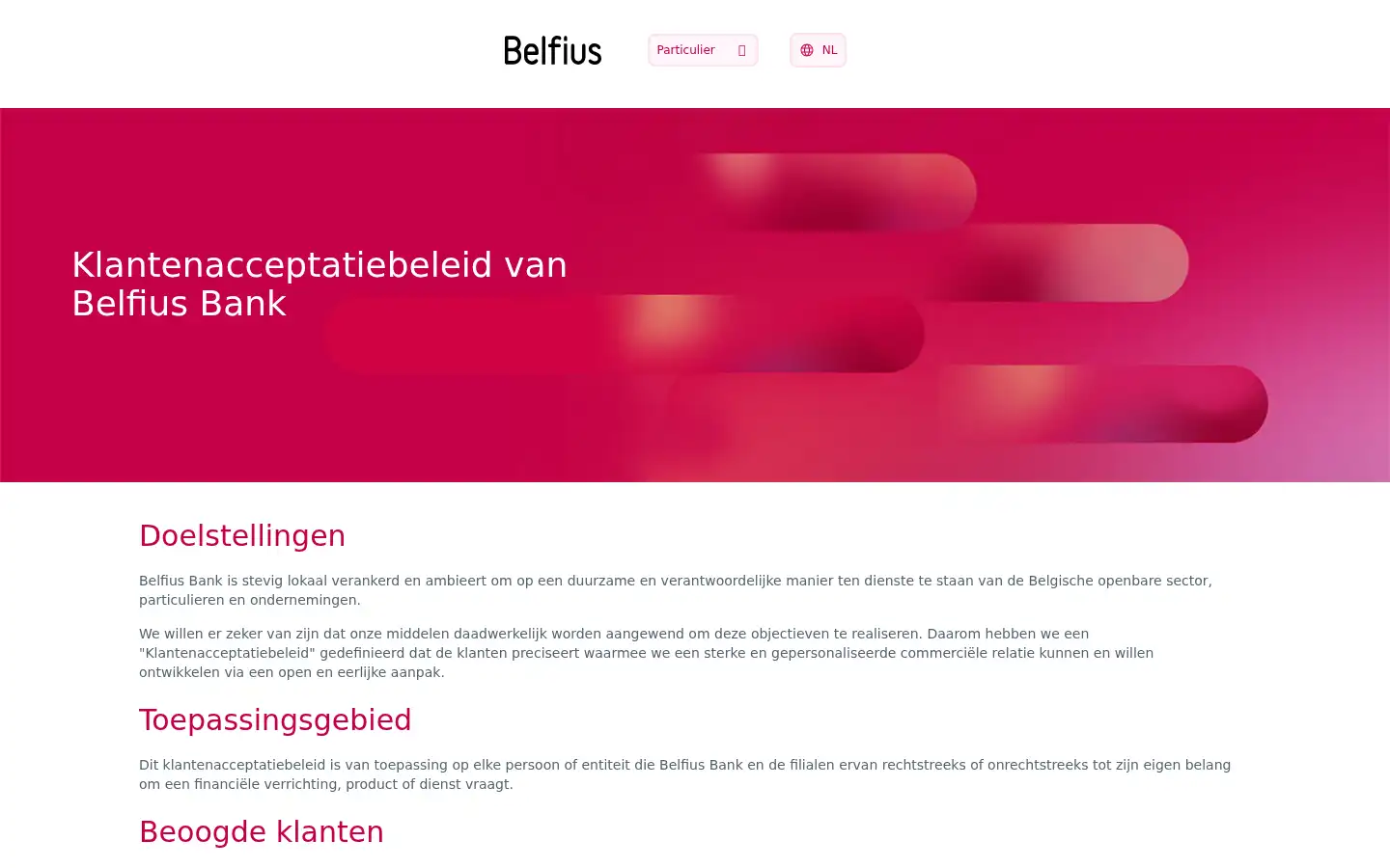 Screenshot of belfius.be