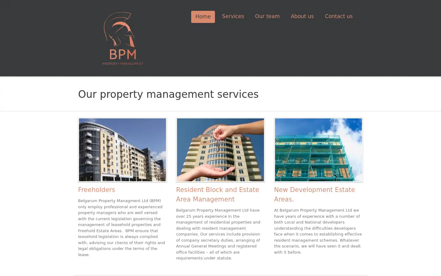 Screenshot of belgarum-property.co.uk