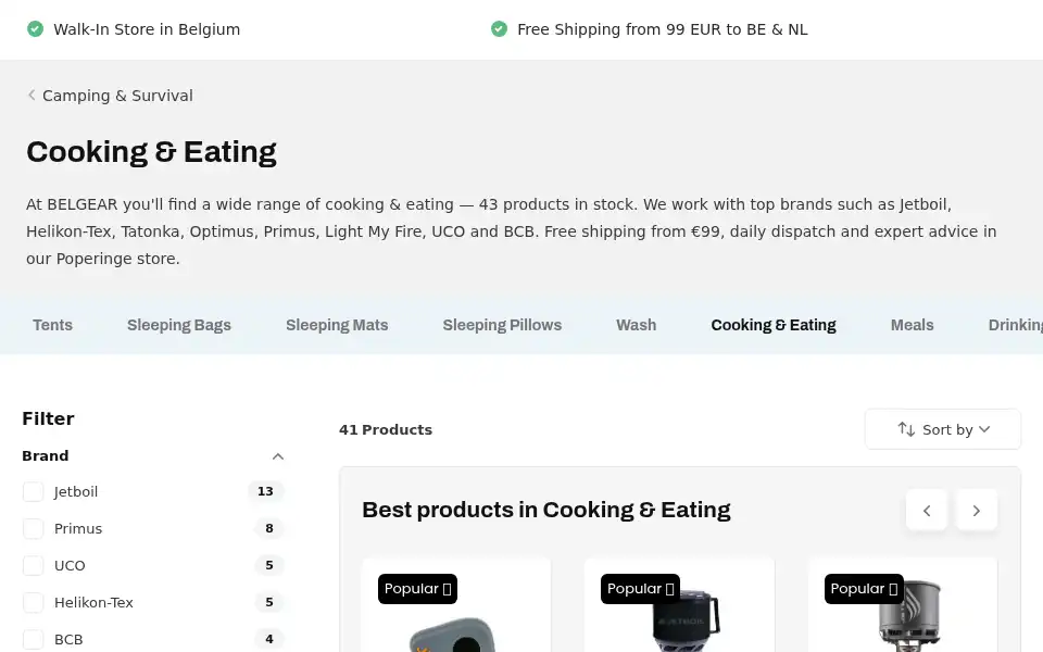 Screenshot of belgear.be