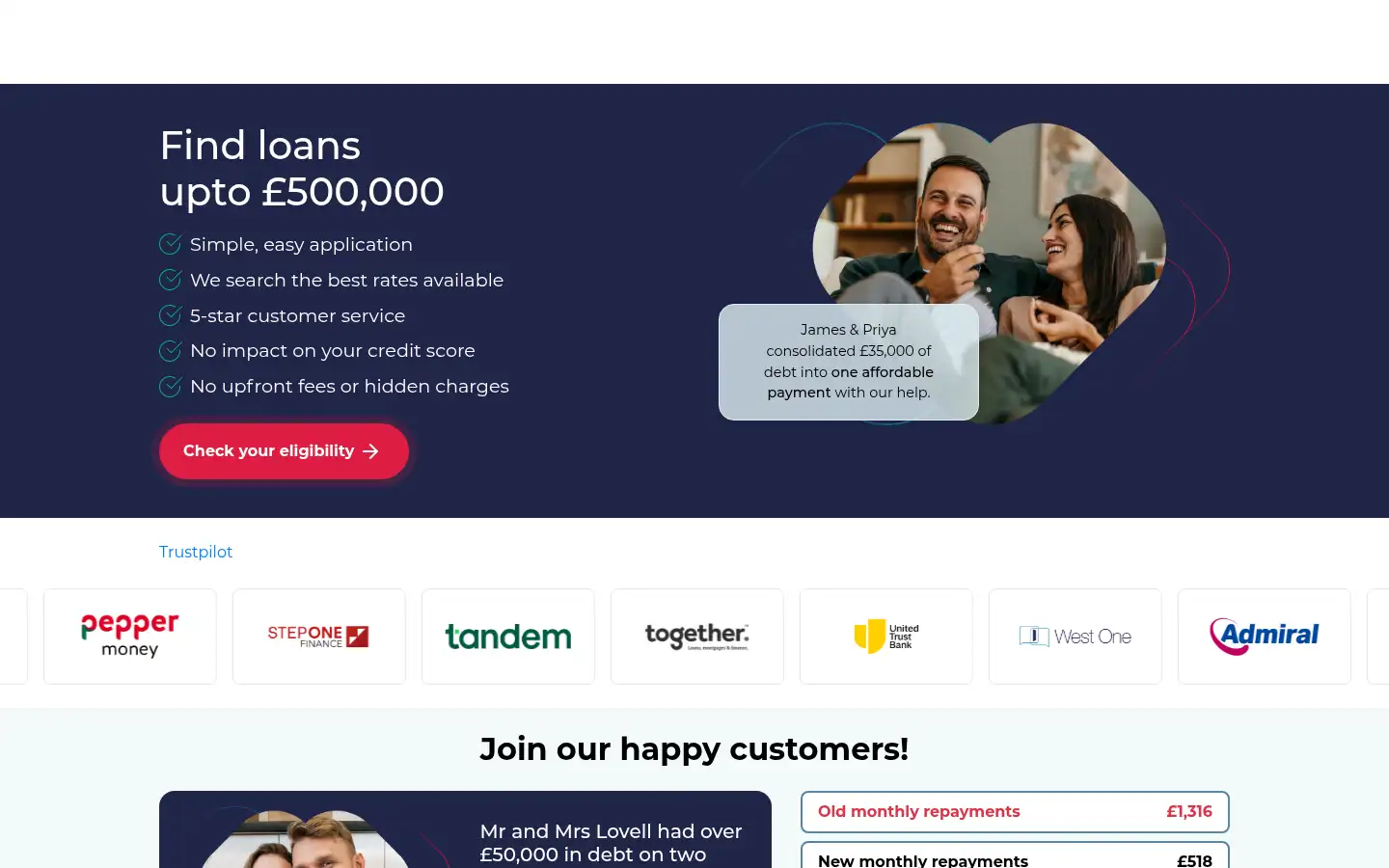 Screenshot of believeloans.com