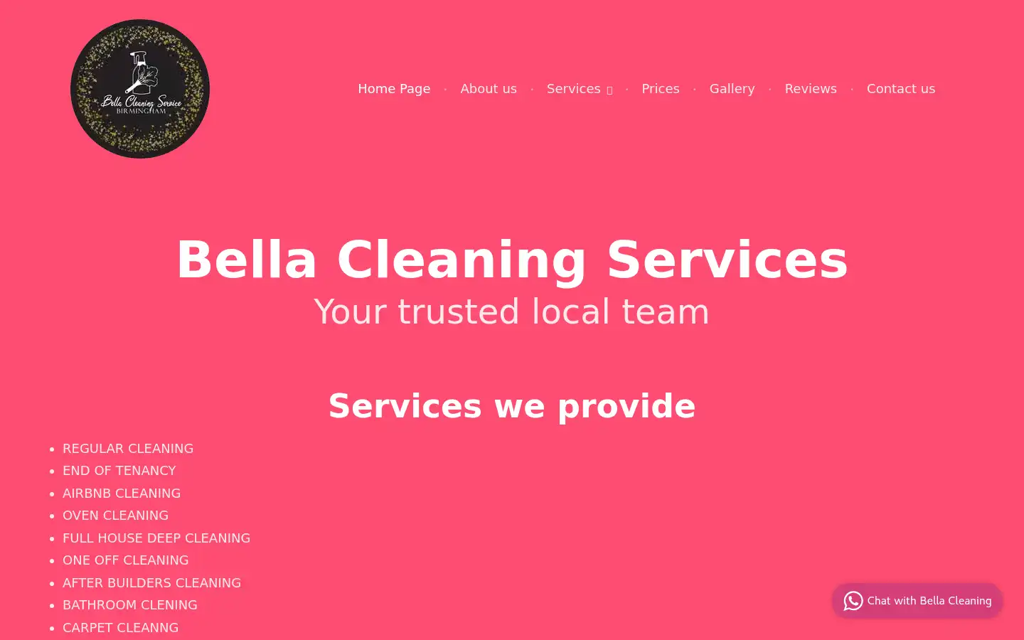 Screenshot of bellacleaningservices.co.uk