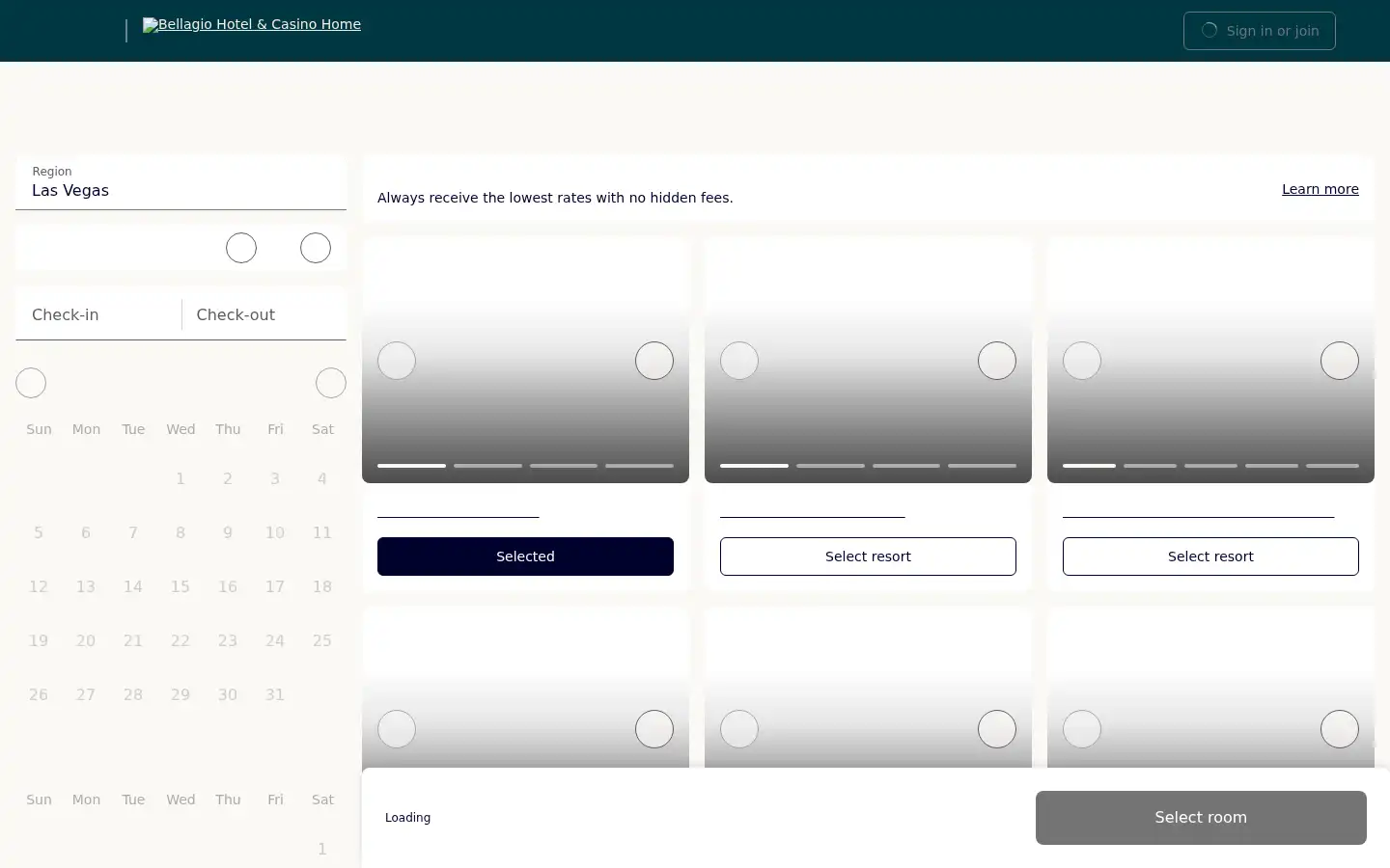 Screenshot of bellagio.com