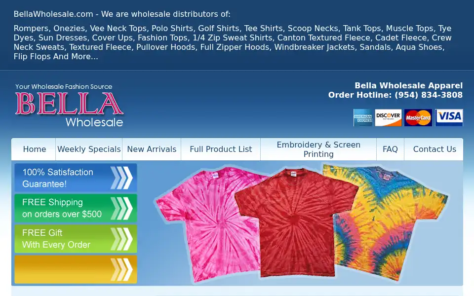 Screenshot of bellawholesale.com