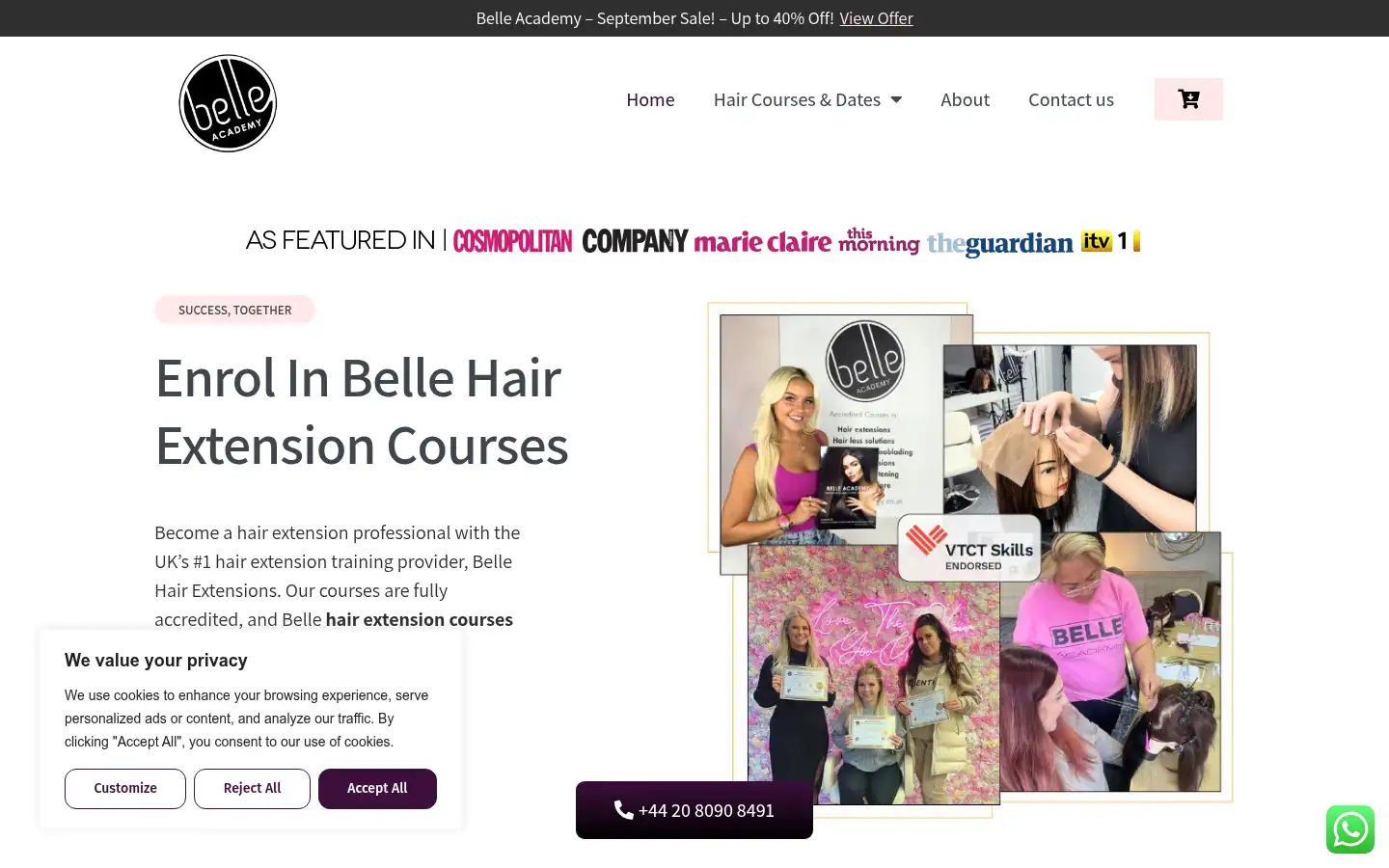 Screenshot of bellehairextensions.com