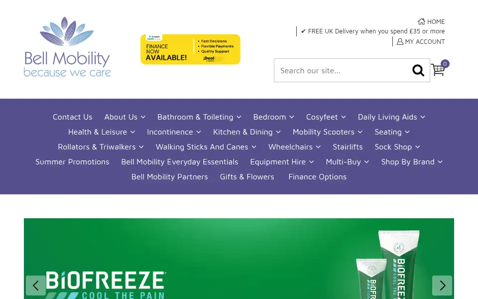 Screenshot of bellmobilityonline.co.uk