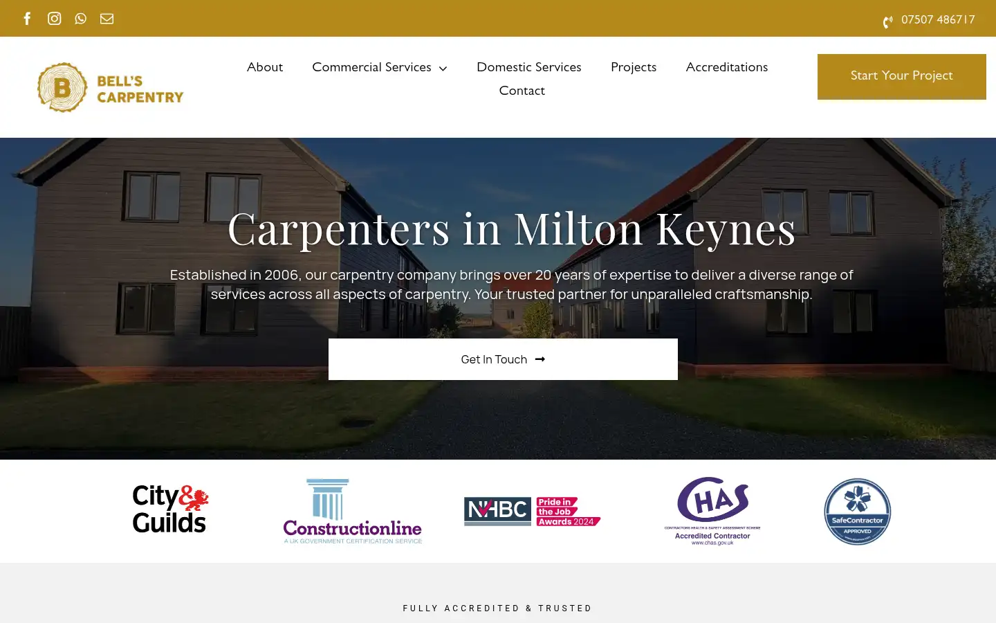 Screenshot of bellscarpentry.com