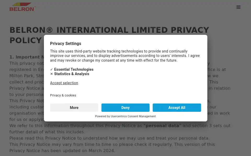 Screenshot of belron.com