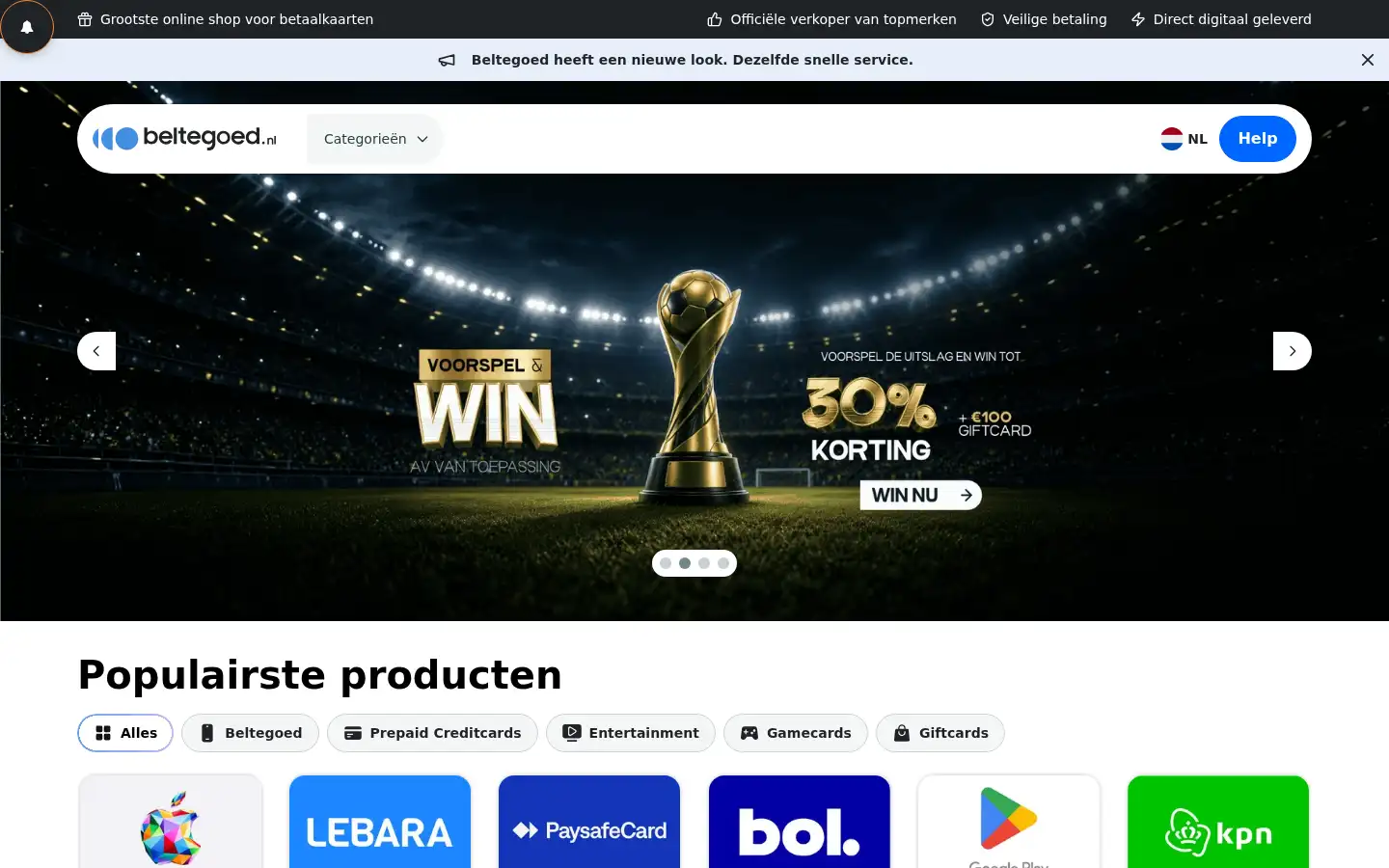 Screenshot of beltegoed.nl