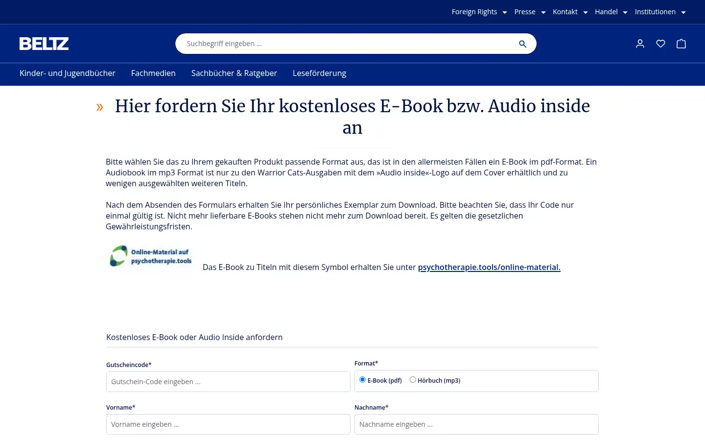 Screenshot of beltz.de