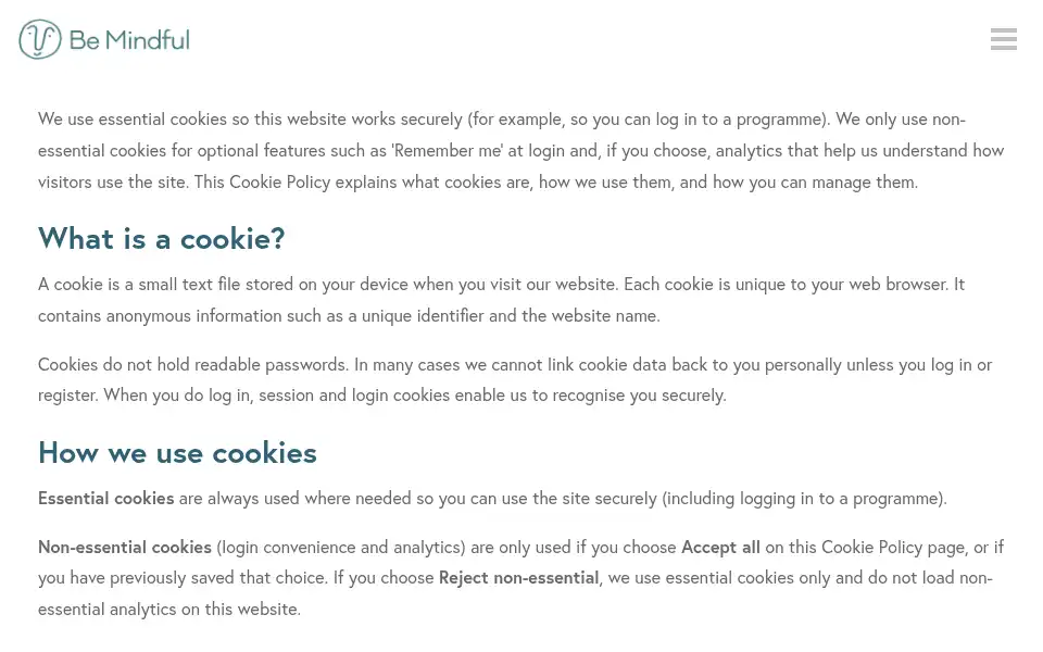 Screenshot of bemindfulonline.com
