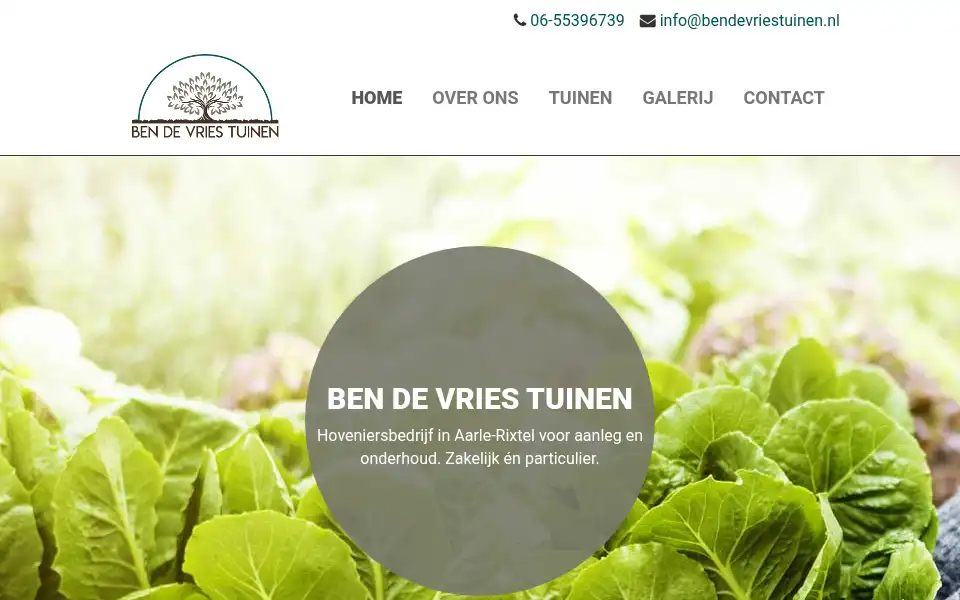 Screenshot of bendevriestuinen.nl
