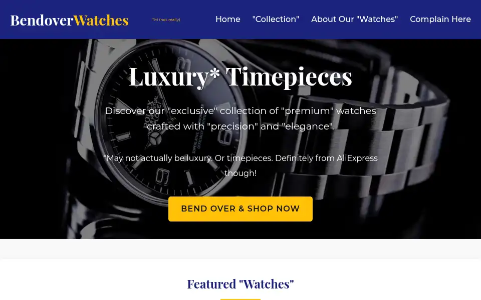 Screenshot of bendoverwatches.com
