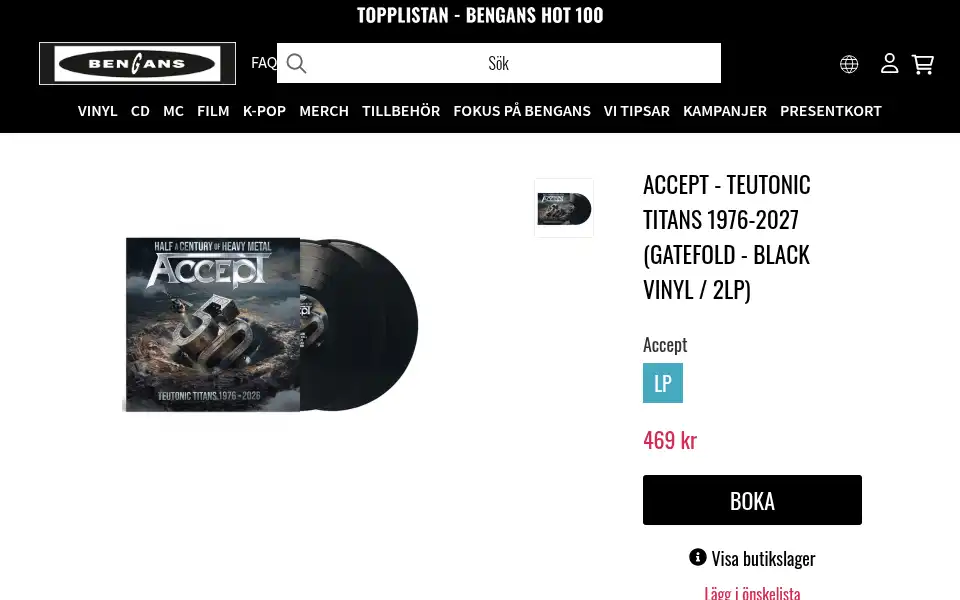 Screenshot of bengans.se