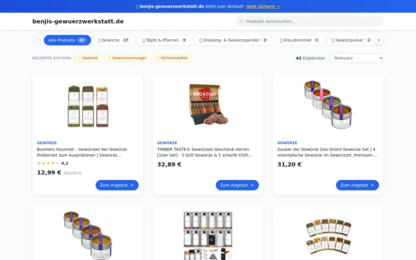 Screenshot of benjis-gewuerzwerkstatt.de