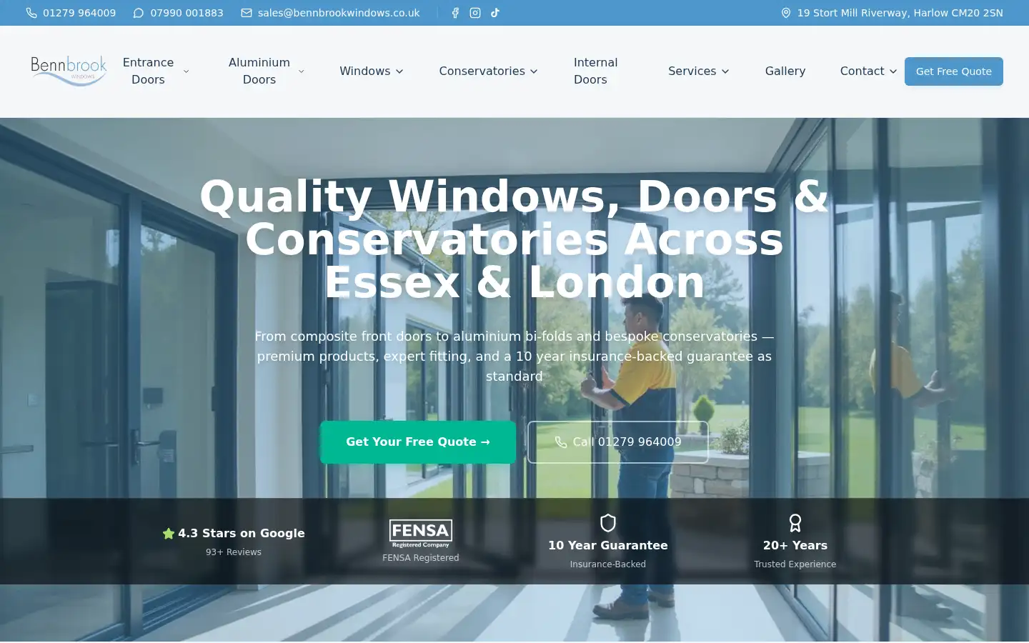 Screenshot of bennbrookwindows.co.uk