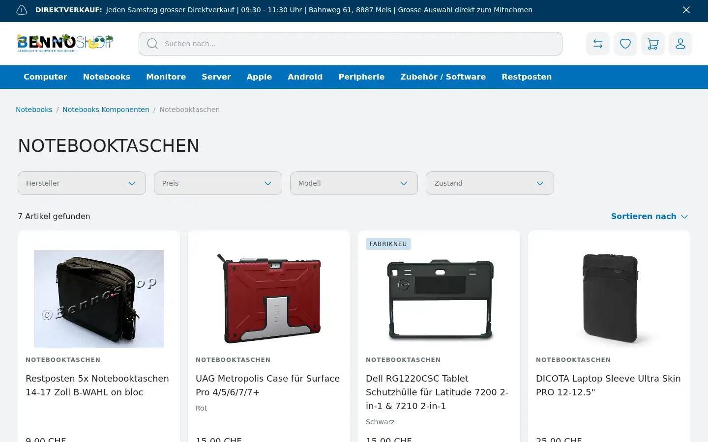 Screenshot of benno-shop.ch
