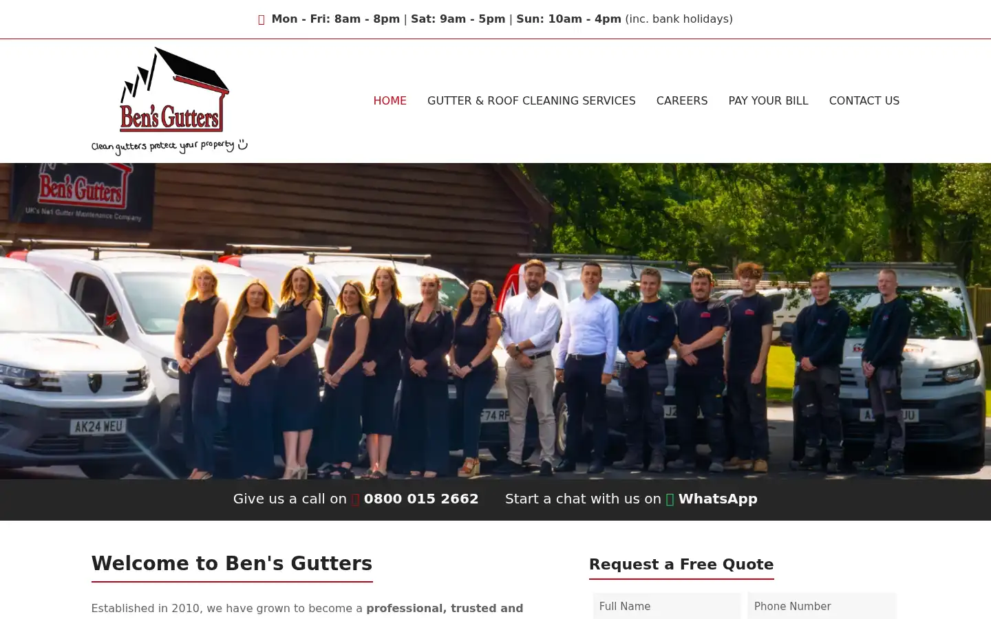 Screenshot of bensgutters.com