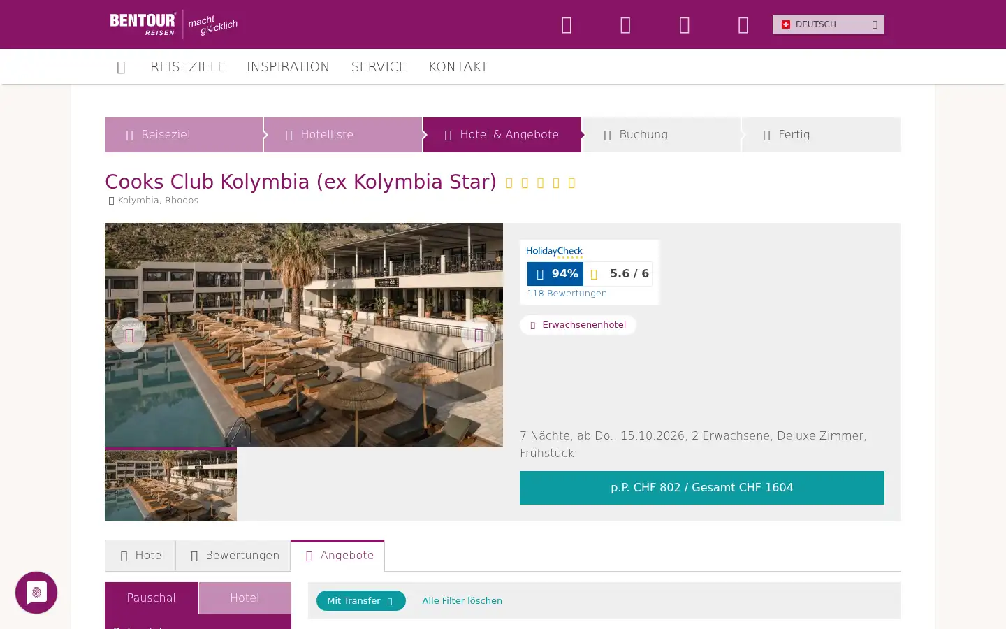 Screenshot of bentour.ch