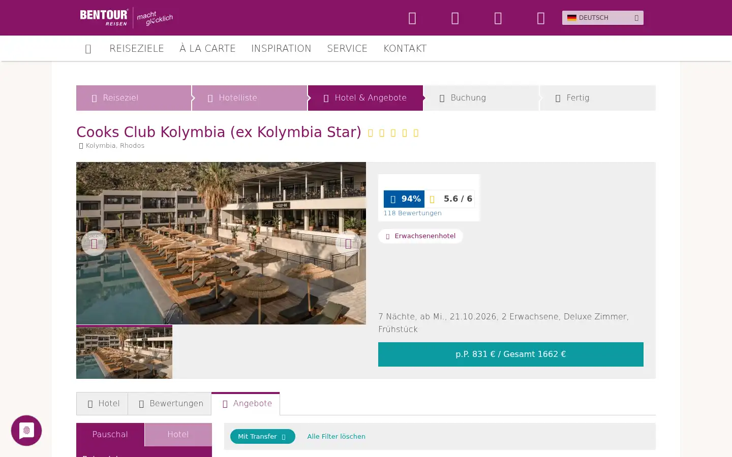 Screenshot of bentour.de