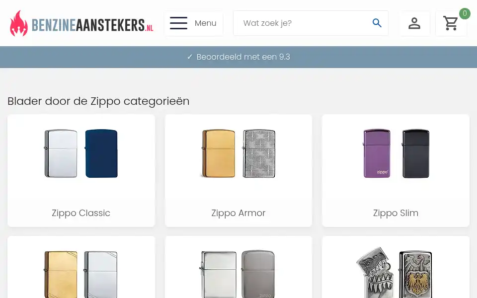 Screenshot of benzineaanstekers.nl